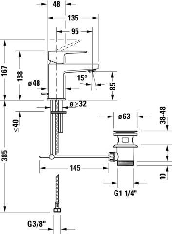 Duravit Manhattan Einh-WT-Mischer S, mit Zugstange, Chrom HG