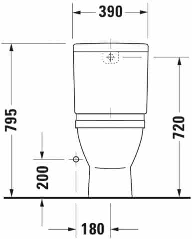 DU Stand-WC Kombi Starck 3 655 mm Tiefspüler, f.SPK, Abg.senkr., weiß