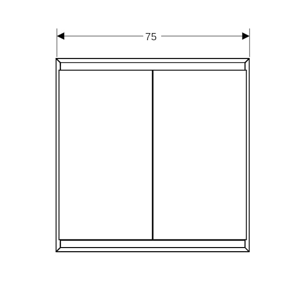 Geberit ONE SPS, Comf.Light, 2 Türen, UP-Mont 75x90x15cm, schwarz matt/alu. plvb