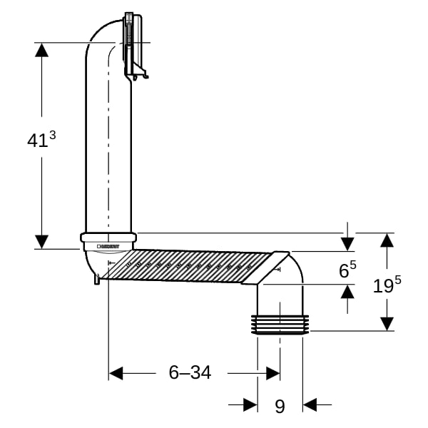 Geberit Set Versprungbogen für Wand-WC d90x110, grau