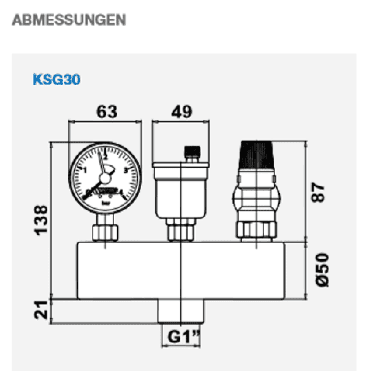 WATTS Kesselsicherheitsgruppe mit Iso. KSG 30/ISO 2, S.-Ventil: 1/2"