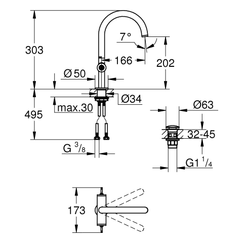GROHE WT-Einlochbatt. Atrio Private C. 21134 L-Size f. Hebelgr. warm sunset gb