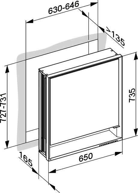 KEUCO SPS R. Lumos 14311, l., m. Ablagef., Einbau, silb-elox., 650x735x165mm