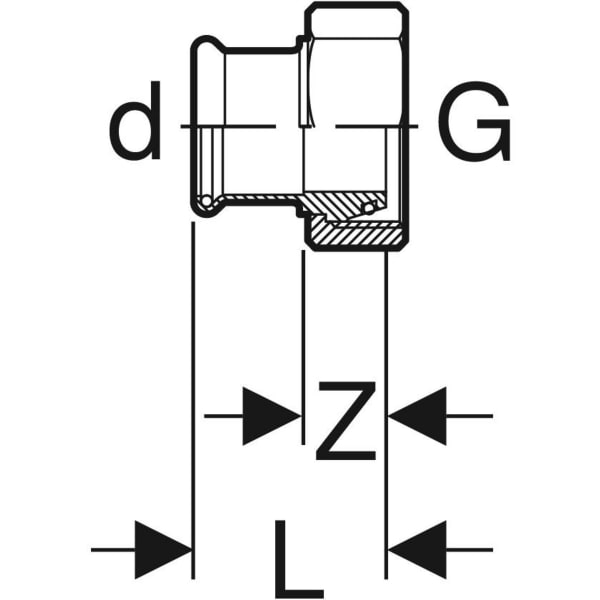 Geberit Mapress Kupfer Übergang mit ÜM (Gas) konisch dichtend Ms d22-G1 3/8