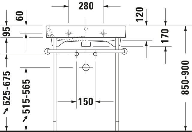 DU Metallkonsole Happy D.2 für 231865, höhenverstellbar, Chrom
