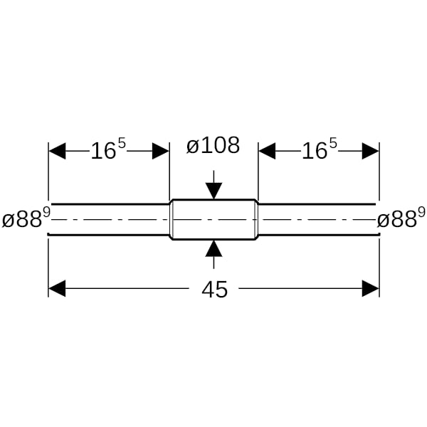 Geberit Mapress Edelstahl Schott- und Deckendurchführung m. Einschubende d88,9