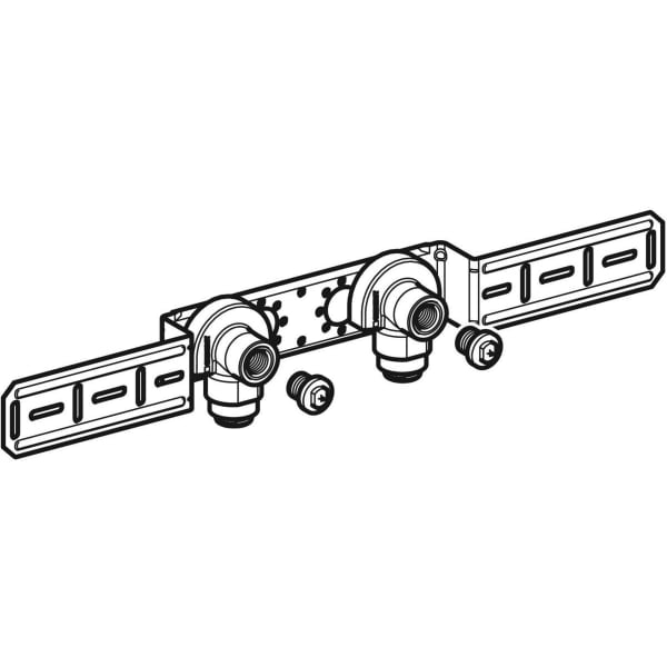 Geberit PushFit Anschlusswinkel 90Gr vormont. zweifach Ms d16-Rp1/2