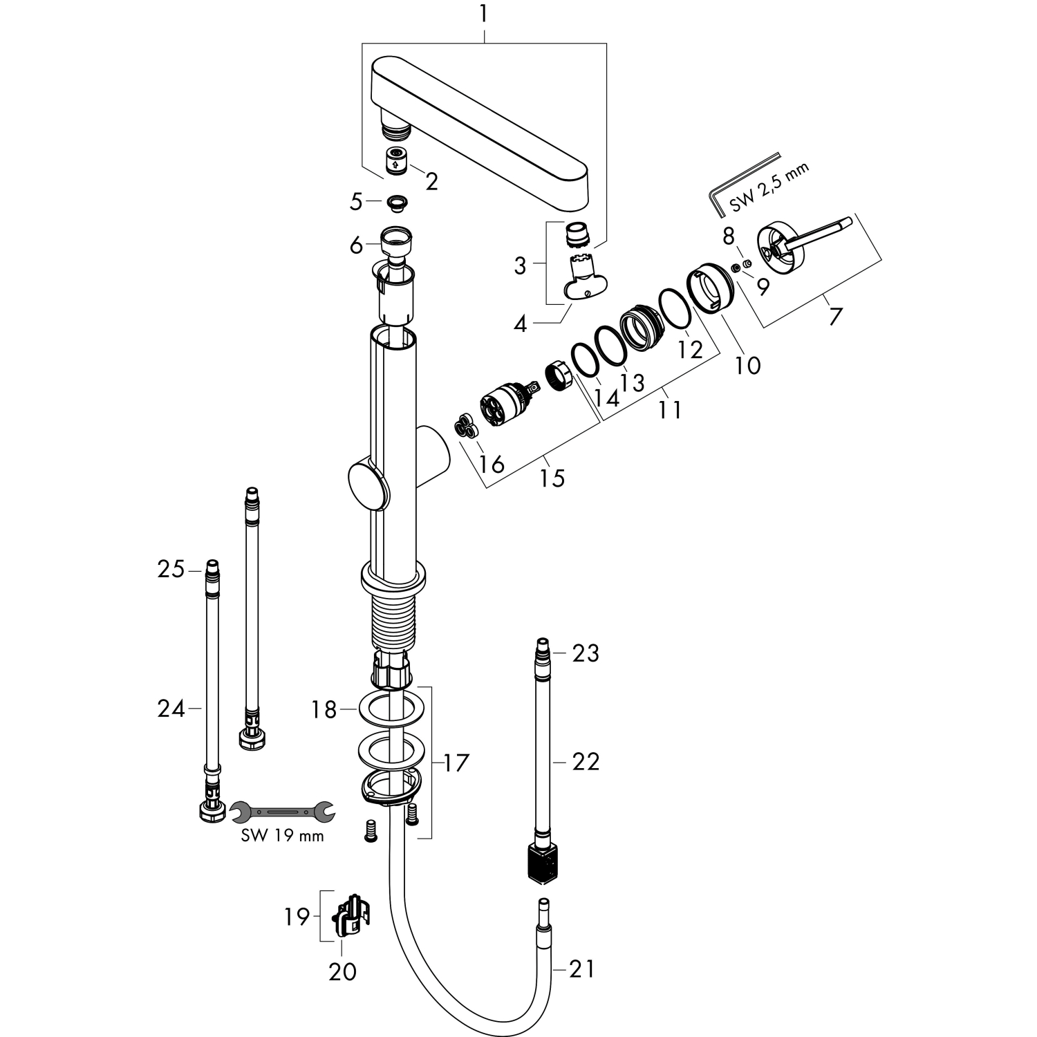Hansgrohe Waschtischmischer 230 Finoris Ausziehbrause 2jet mattweiss