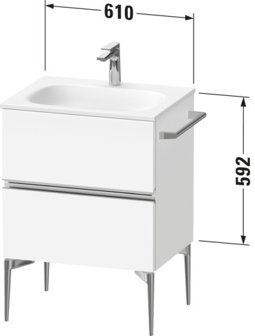 Duravit Sivida WTU 610x592x477mm,f. Bodenst.,Schubk. 2, Chrom/Weiß Matt