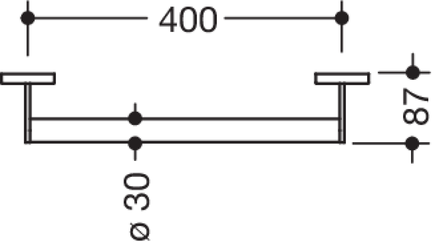 HEWI Haltegriff, d:30, L:400mm, chrom