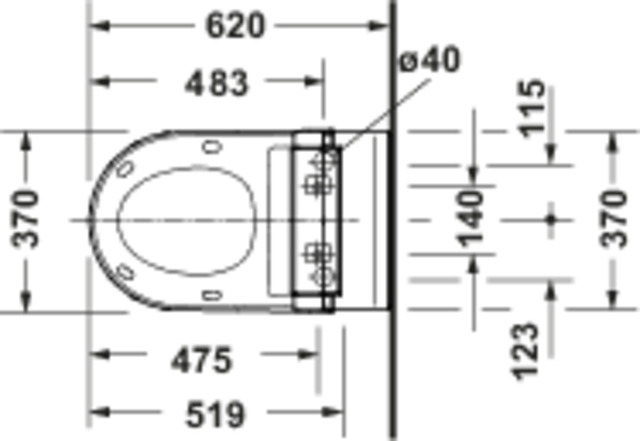Duravit Wand WC Starck 3 620mm Tiefspüler rimless wh SW