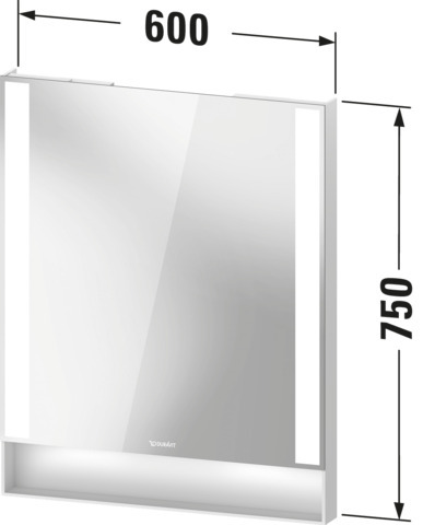 Duravit Qatego Spiegel,mit Beleuchtung,Wdhg, Wandmontage 600x65x750mm,Weiß Matt