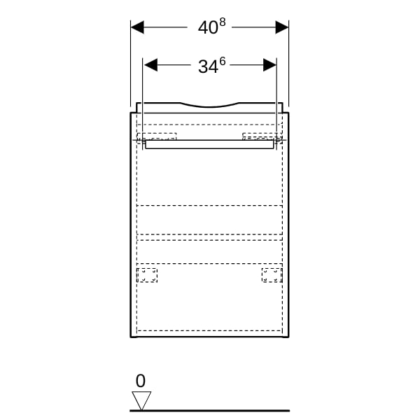 Geberit Renova Compact US 40,8cm für HWB 45cm 1 Tür, 40,8x60,5x23,1cm, verk. Ausld., w