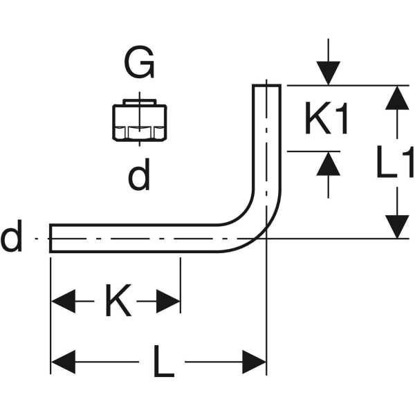 Geberit Metallrohr-Passbogen 90Gr mit Anschlussverschraubung d15