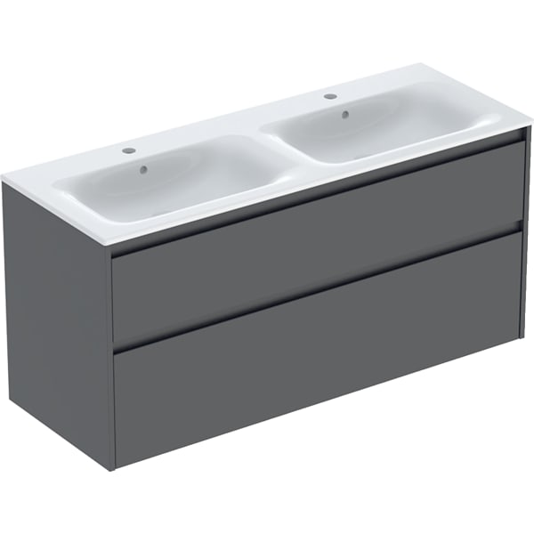 Geberit Renova Plan Set DMWT m. US, 2 Schubl. 130x62,1x48cm, lava/l. seidenmatt