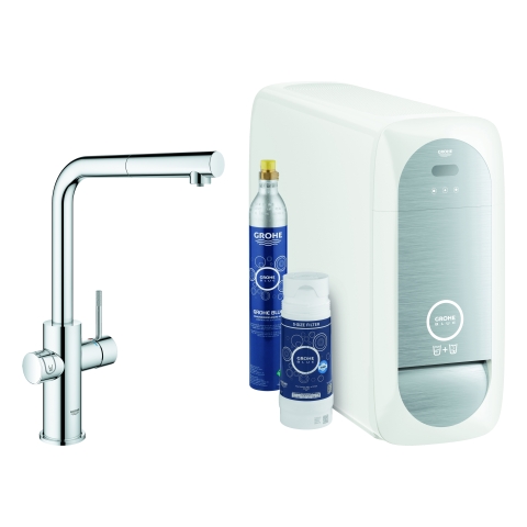 GROHE Starterkit GROHE Blue Home 31539 auszb. Mousseur BT/WIFI L-Auslauf chrom