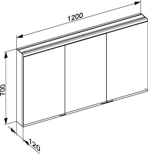 KEUCO Royal Modular 2.0 SPS, DALI 80032, Vorb,1Steckd/USB,sb-elox,1200x700x120mm