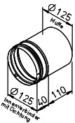Helios FRS-VV125 Verlängerung Ventilanschluss, DN 125 mit Dichtung