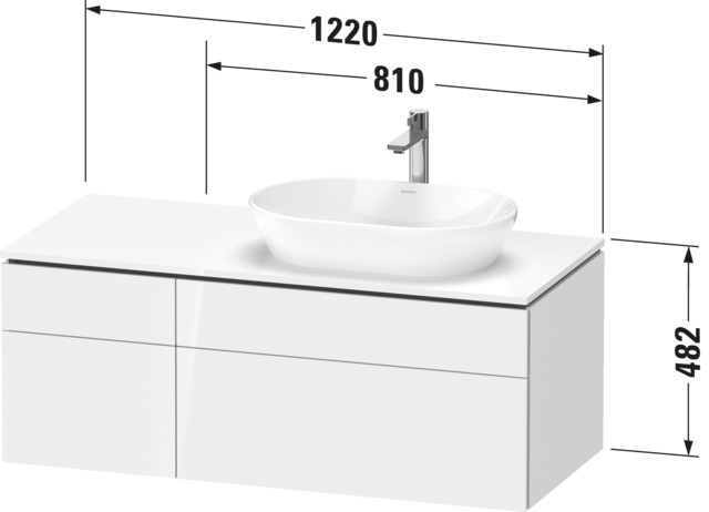 DU WTU L-Cube wandh.2 Schubkästen, 2 Auszüge,482x1220x550,Flannel Grey HGL
