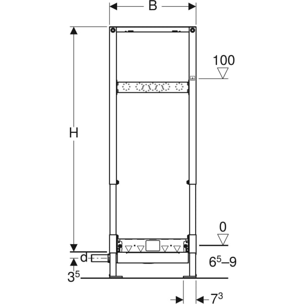 Geberit Duofix Element für Dusche 130cm mit Wandablauf Wandarmatur AP d40