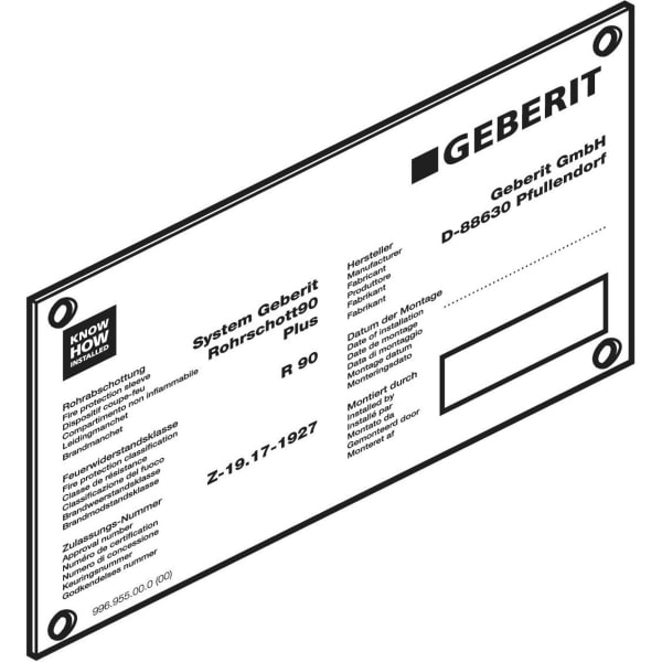 Geberit Hinweisschild zu Schachtschott Typ Quattro