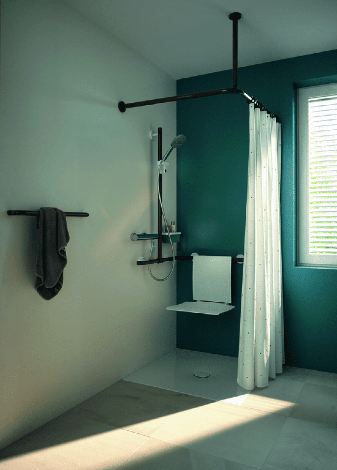HEWI Badetuchhalter Ser 477, AM:570 o. Rosetten stahlblau