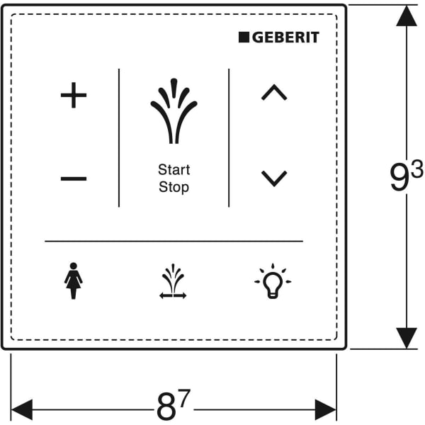 Geberit Wandbedienpanel f. Geberit AquaClean Sela, Glas weiß