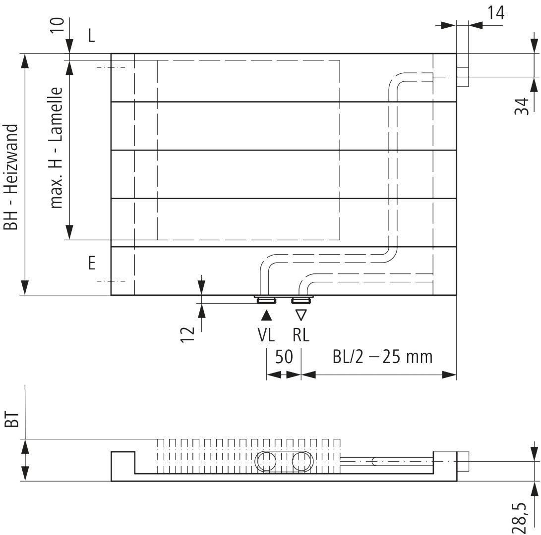 Kermi V-Heizwand HHV11 BH560x61x1600 QN1243,weiß,6bar,m.Abd.,Ausf. re,LH120