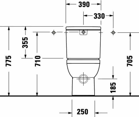 DU Stand-WC Kombi Duravit No.1,Weiß, 650mm,riml,TS,Abg.waagr.,var.Zul.,