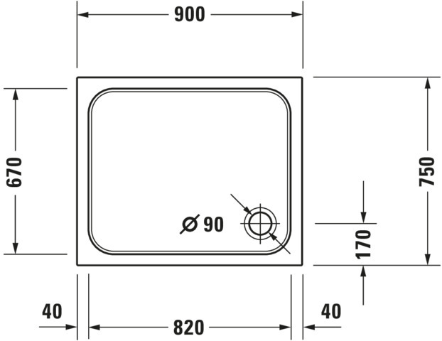 DU D-Code Duschwanne, Rechteckig, 900x750x85 mm, Weiß, Sanitäracryl, Antis