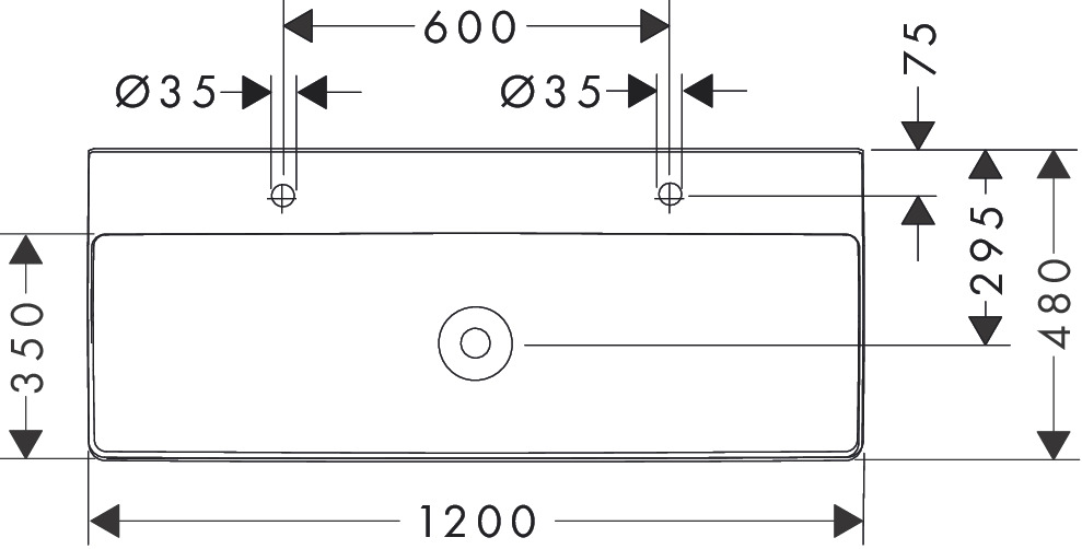 Hansgrohe Doppelwaschtisc.Xelu Q 1200x480mm 2 Hahnlöcher o.Überlauf SmartClean weiß