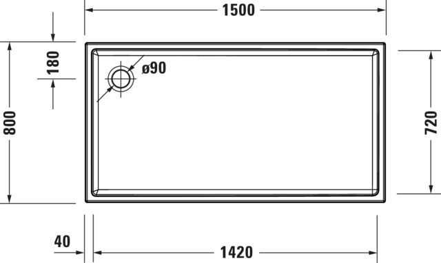 Duravit Starck Slimline Duschw. 1500x800x60mm Weiß