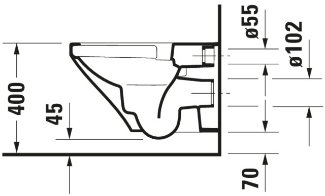 DU Wand-WC DuraStyle 540 mm Tiefspüler, rimless, Durafix, weiß WG