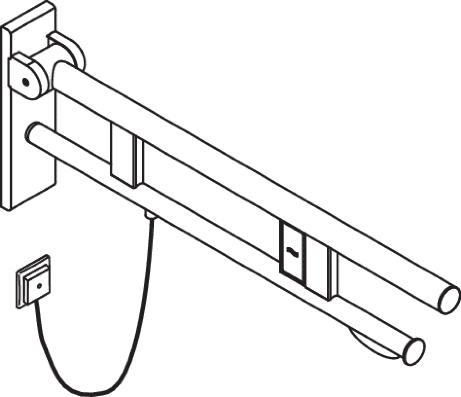 HEWI SK-Griff Duo (B), li, PRH, 700, WC- Spül (E-Ausf.),schliff