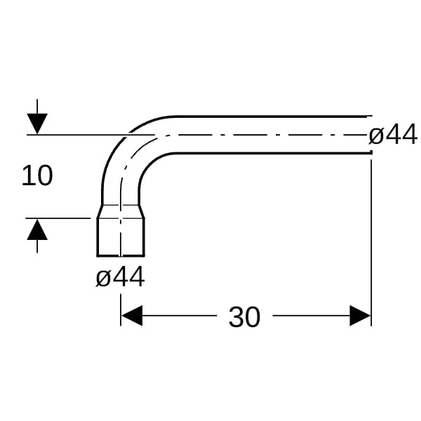 Geberit Spülbogenverlängerung 90Gr mit Steckmuffe bahamabeige d44