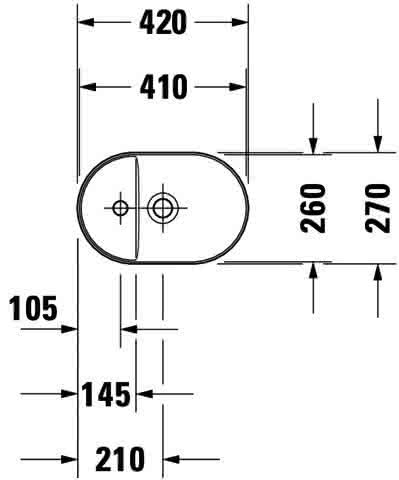 DU Aufsatzbecken Luv 420mm o.ÜL, m.HLB seitl., 1HL, weiß seidenmatt