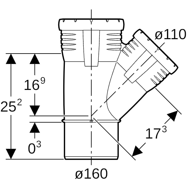 Geberit Silent-Pro Abzweig 45Gr d160/110
