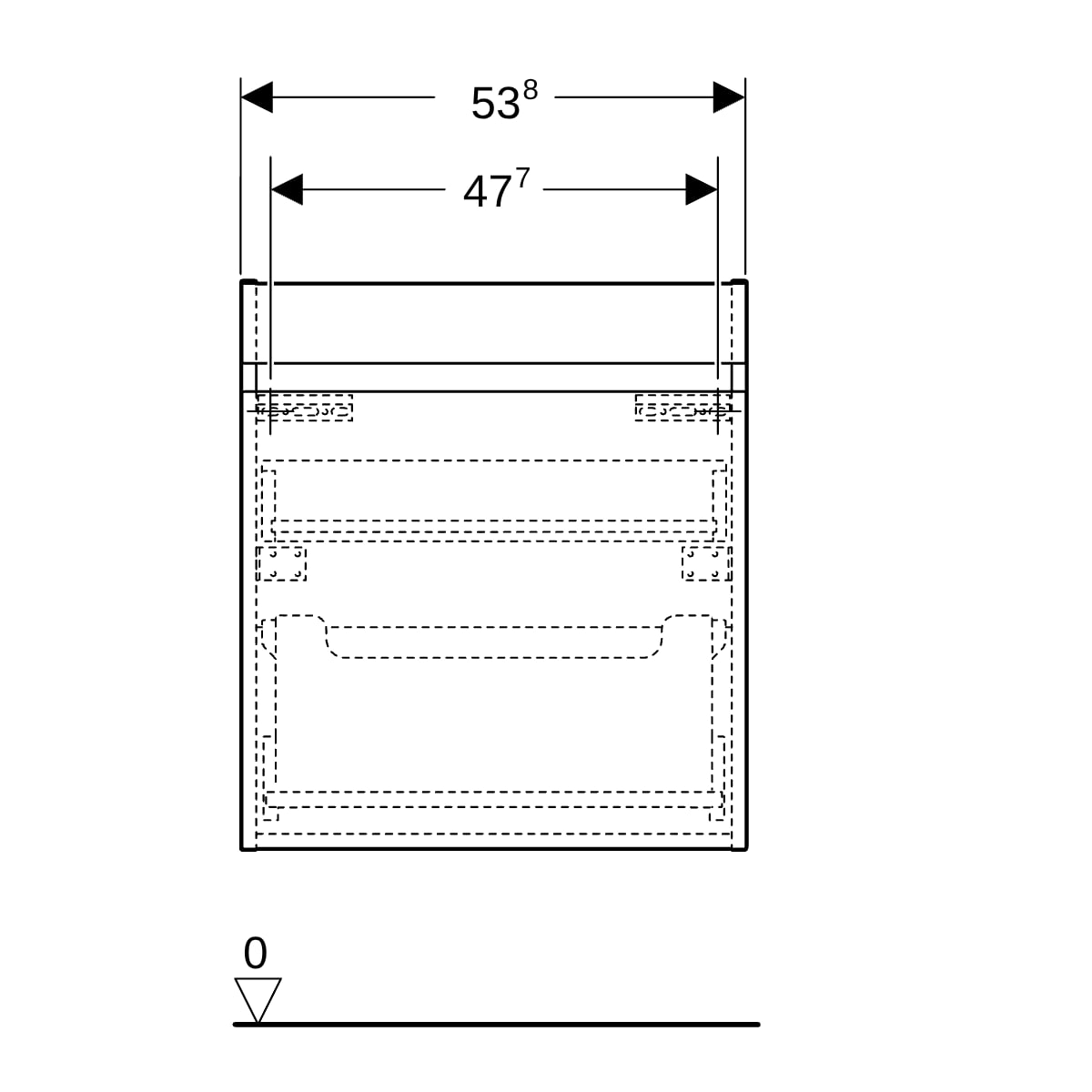 Geberit Renova Plan US für MWT, mit 1 Schbl. 53,8x60,5x47,3cm, weiß