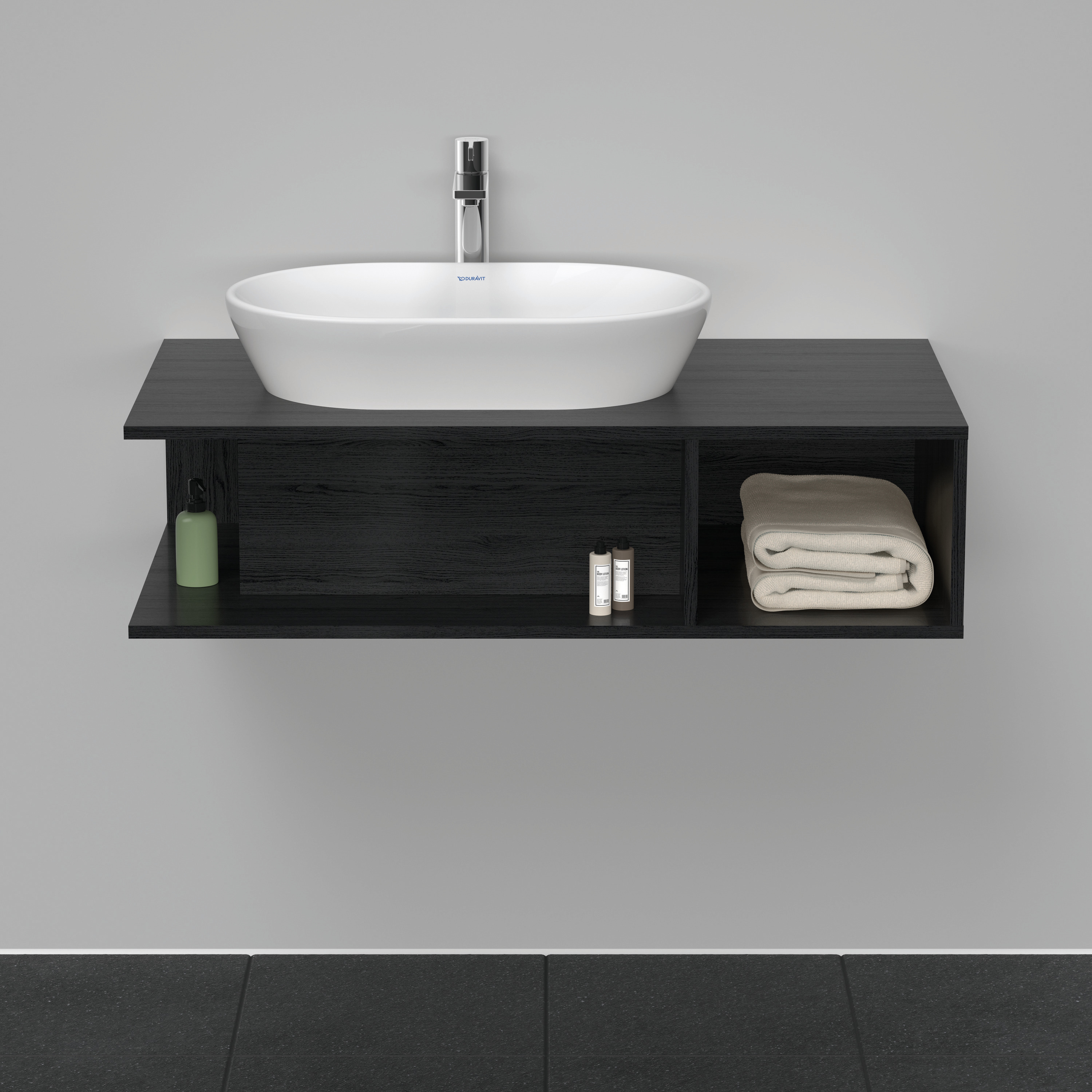 Duravit D-Neo WTU wandh.,1 offenes Fach r., 260x1000x550mm, Eiche Schwarz