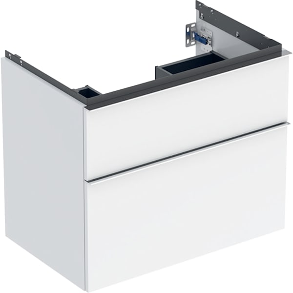 Geberit iCon Unterschrank für WT, 2 Schubl. 74x61,5x47,6cm, weiß hgl./Gr. chrom