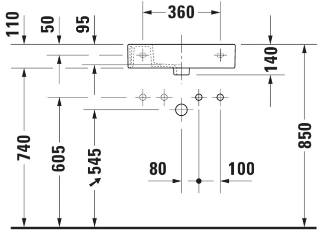 DU Handwaschbecken Vero Air 500mm o.ÜL,m.HLB,o. HL,weiß,WG