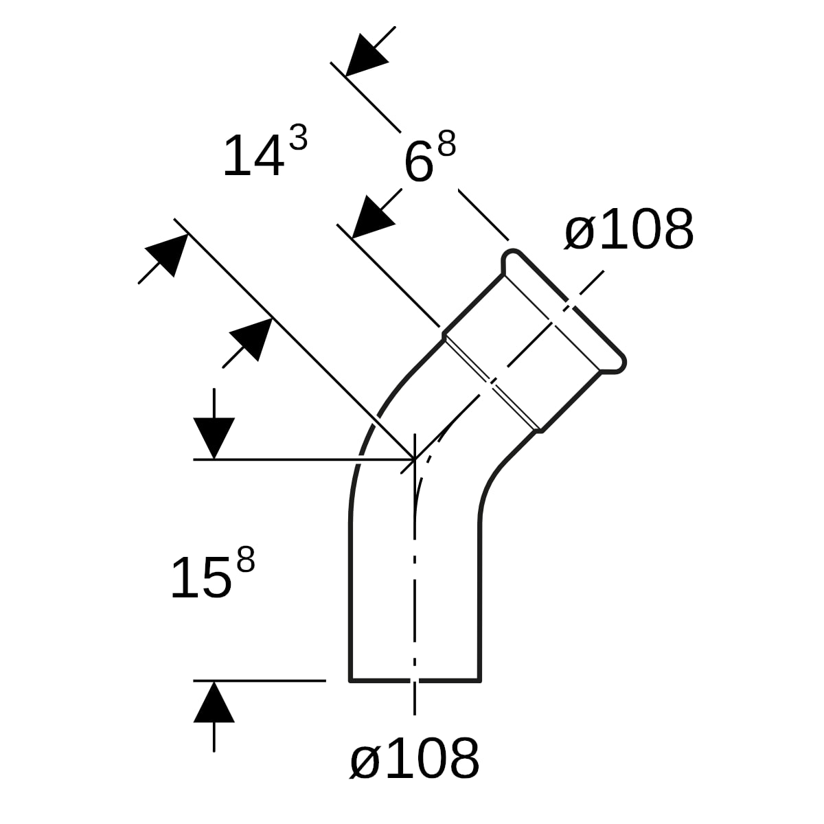 Geberit Mapress Edelstahl Bogen 45Gr d108 mit Einschubende (LABS-frei)