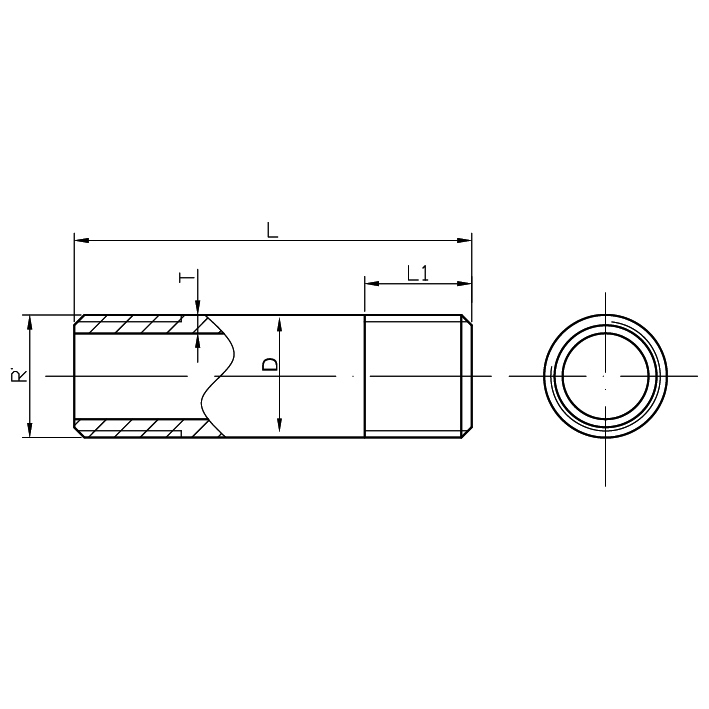 gebonipple, Rohrdoppelnippel Rohrdoppelnippel 1" x 110 mm - schwarz