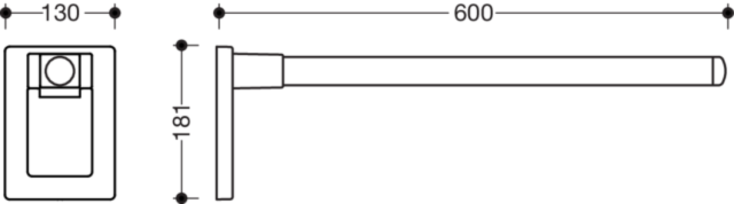 HEWI SK-Griff Mono, mobil, L:600, Kst., unifarben signalweiß