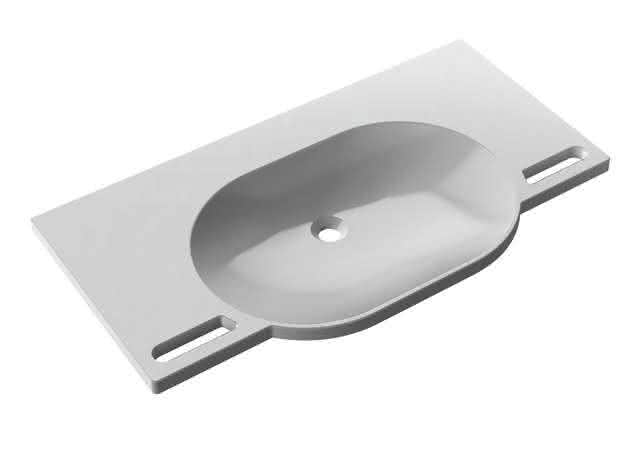 HEWI Waschtisch, B:1000mm, T:550mm, alpinweiß, ohne Überlauf, ohne Hahnloch