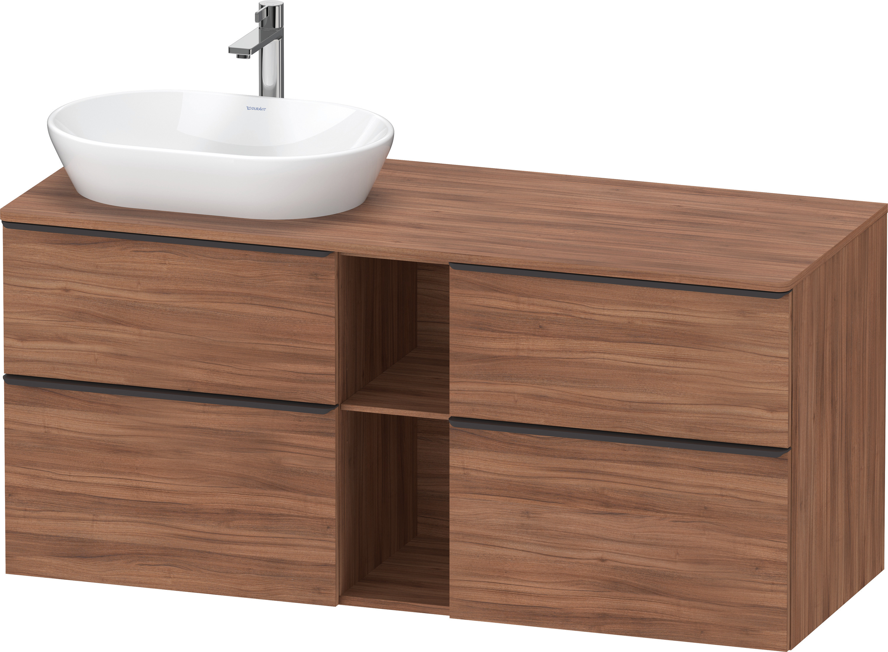 Duravit D-Neo,Kons-WTU,L,AZ:2,SBK:2,Gr:D.Schw 1400x550x644mm,Wdh,Nussbaum Matt,Dekor