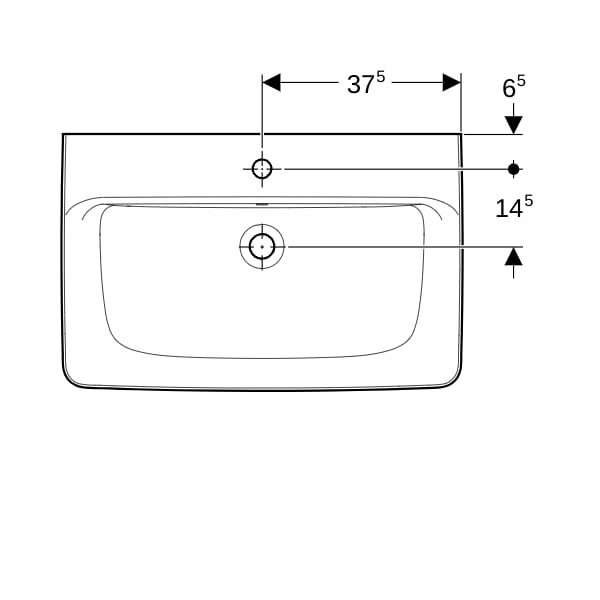 Geberit Renova Plan Aufsatzwaschtisch 75x48cm mit Hahnloch, mit Überlauf, weiß