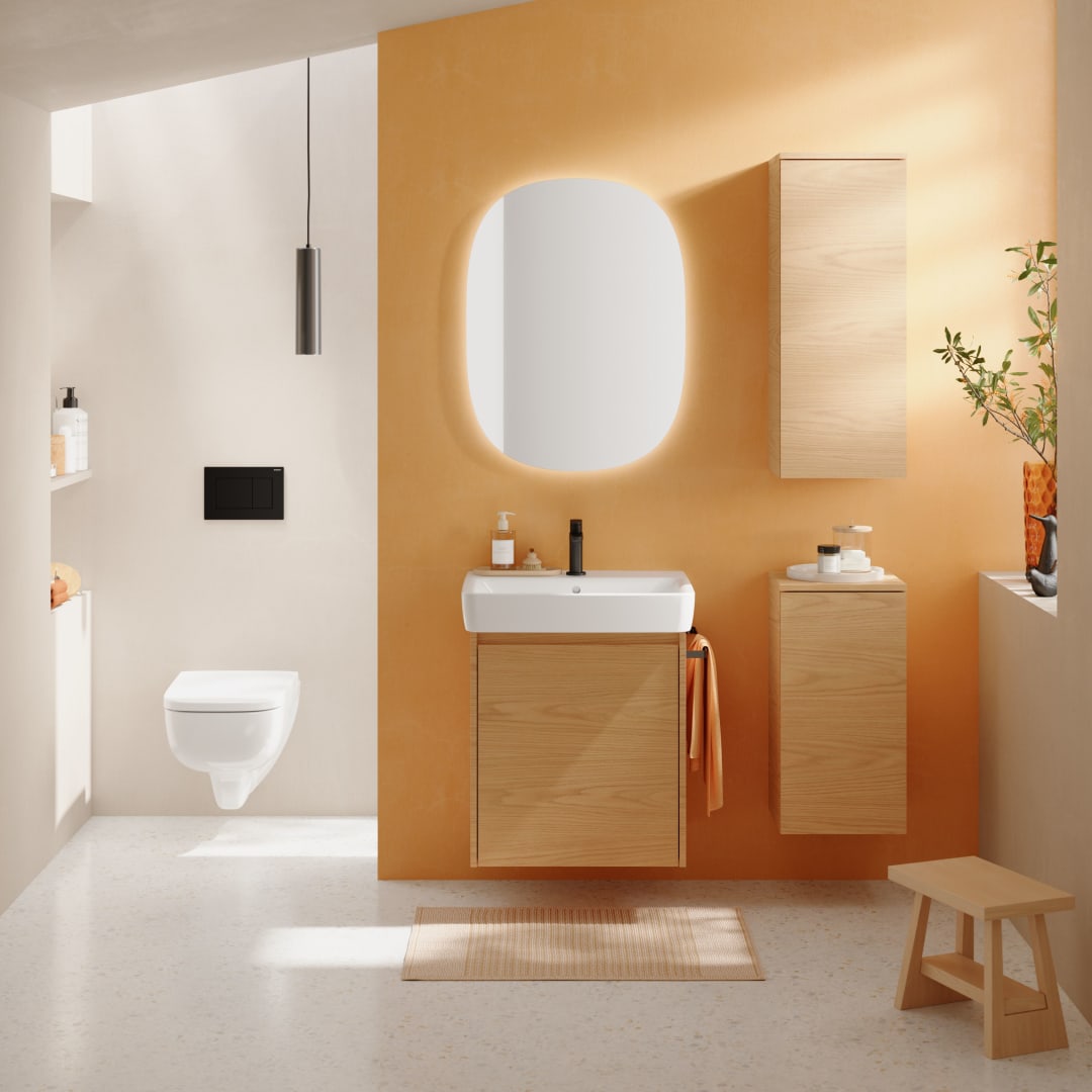 Geberit Renova Plan Mittelhochschrank m.1 Tür 33x85x29,7cm, Eiche natur