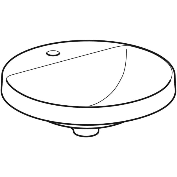 Geberit VariForm Einbauwaschtisch, rund m.HLB, d:48cm, o.Ül., glasiert, weiß