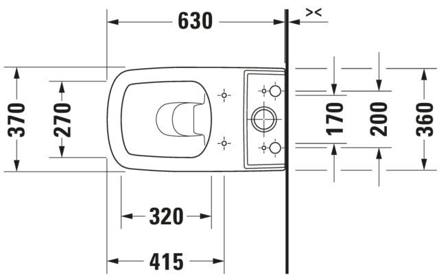 Duravit Stand-WC Kombi DuraStyle 630 mm Tiefspüler,f.SPK, Abg.Vario,weiß,HYG